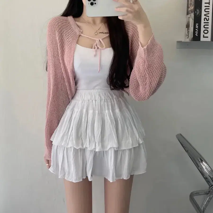 캉캉 프릴 플리츠 치마바지 미니 스커트 화이트 에이블리 지그재그