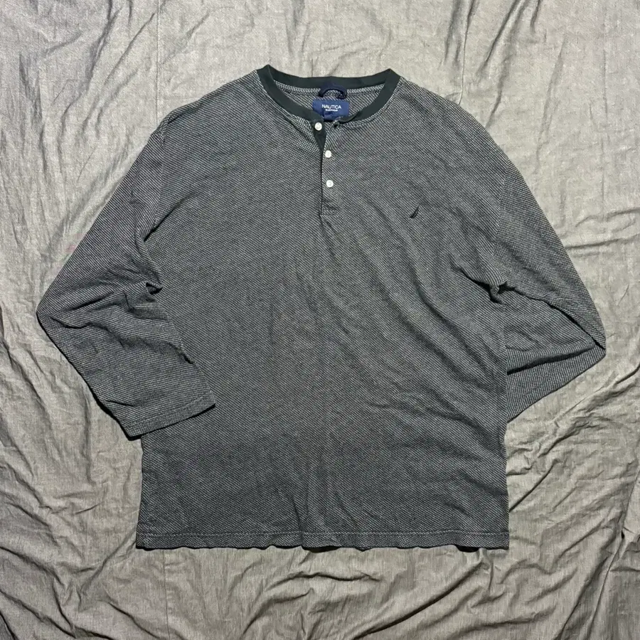 NAUTICA Sleepwear Micro Pattern Long Sleeve Henley Shirt Sz XL