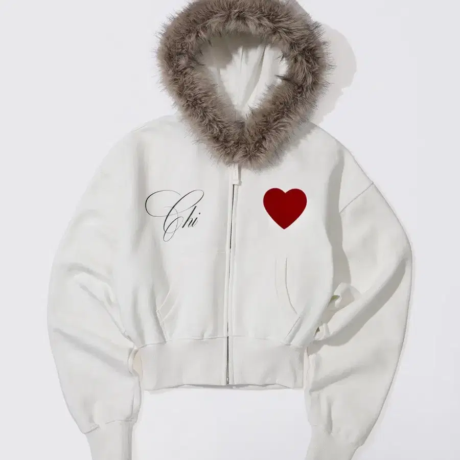 스컬프터/Faux Fur Trimming Hooded Zip-Up White