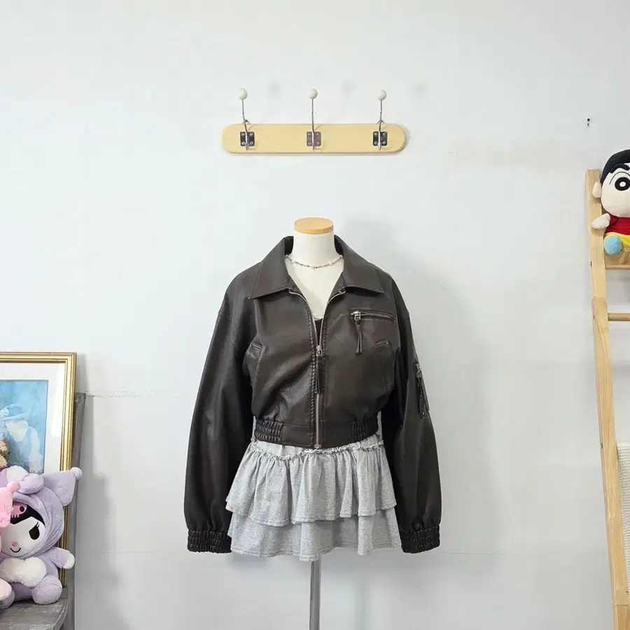빈티지 만원샵 our HOUR 브라운 라이더 자켓