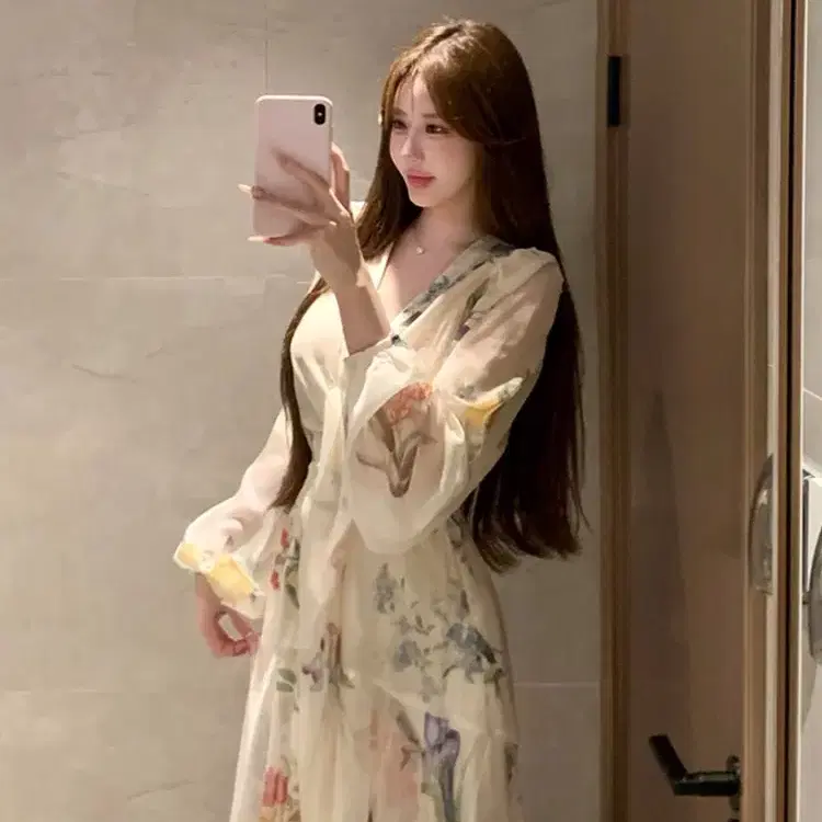 241. 가내스라 플라워 프린트 맥시 드레스 L사이즈