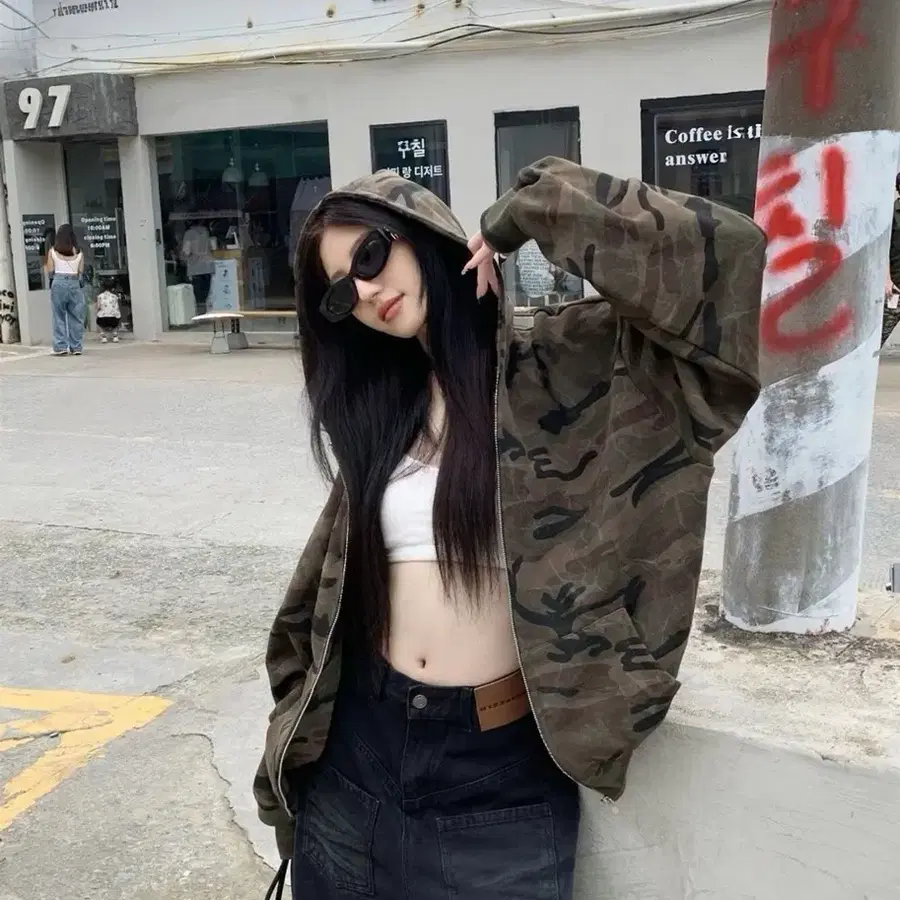 336. 밀리터리 카모플라주 후드 집업 자켓