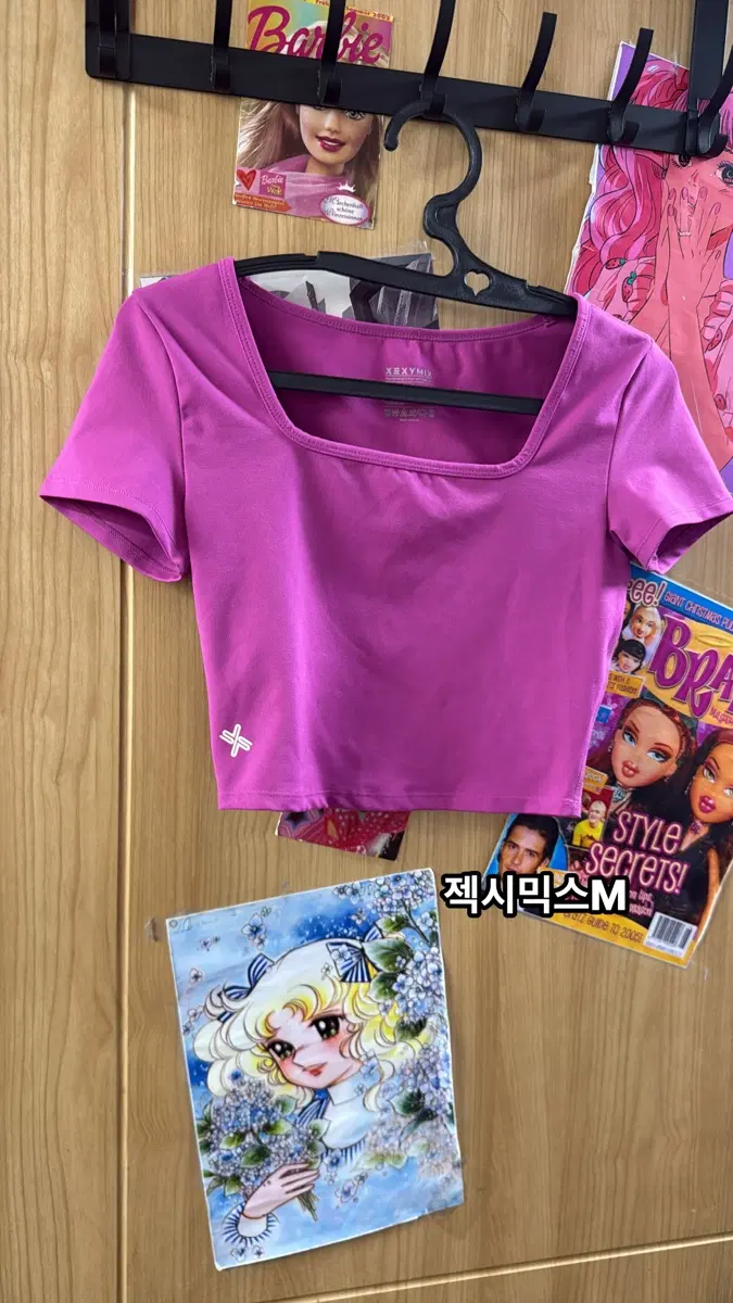 젝시믹스 퍼플 반팔 크롭티 M