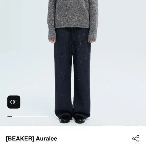 오라리 여성 실크 넵 데님 5P 와이드 팬츠 네이비