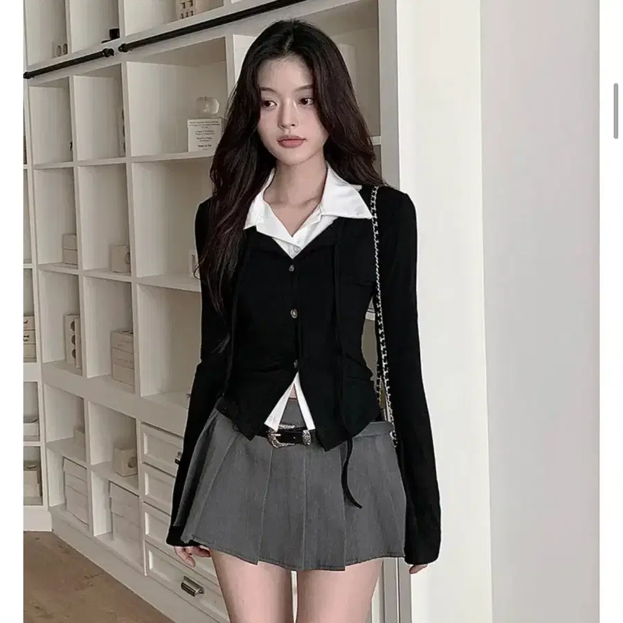 셔츠 가디건 일체형 레이어드