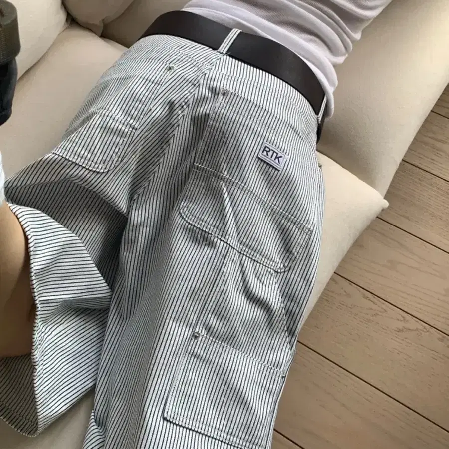 [S]릿킴 스트라이프 카펜터 버뮤다팬츠