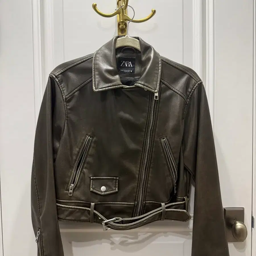ZARA 자라 여성 라이더 자켓 카키 브라운 빈티지