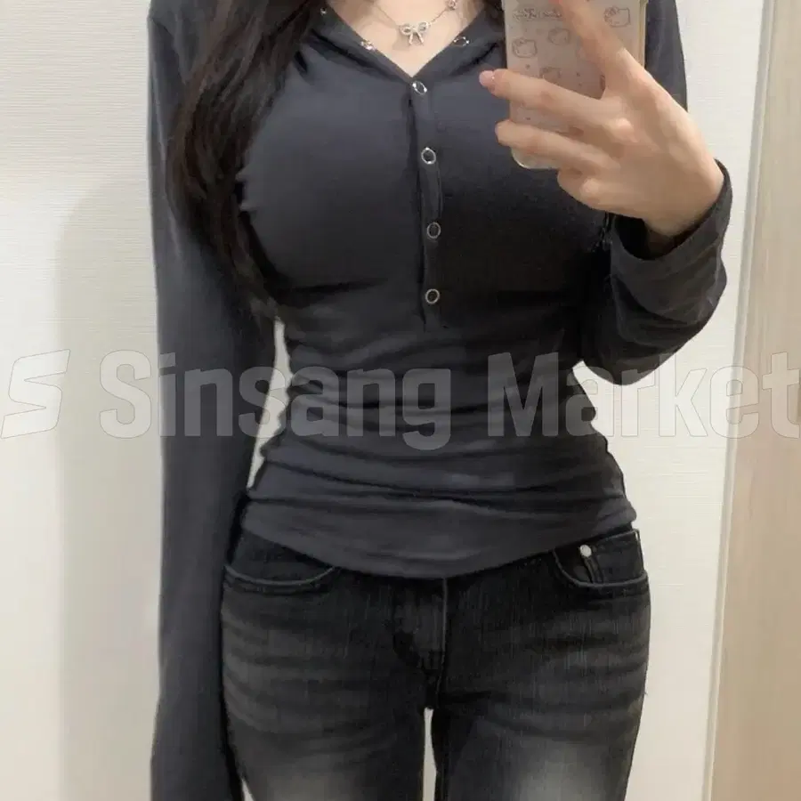 [빠른발송] 다양한연출 스냅 울 모찌 돗또 후드 굴림 긴팔 티 섹시글램