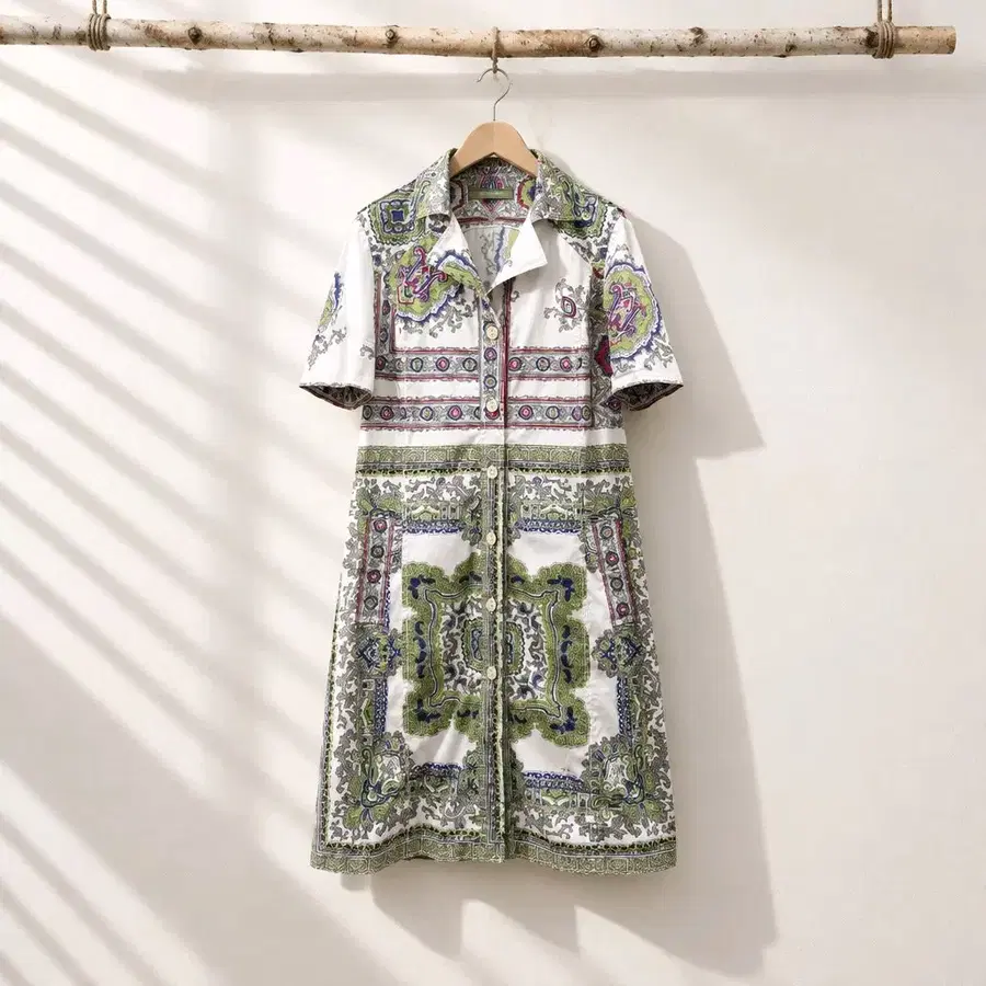 에트로 ETRO 페이즐리 프린트 코튼 셔츠 원피스 IT 48사이즈
