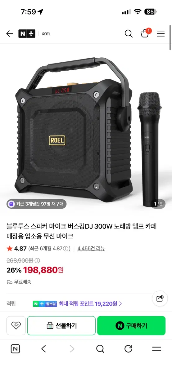 ROEL 블루투스 스피커 마이크 DJ 300W 버스킹 노래방