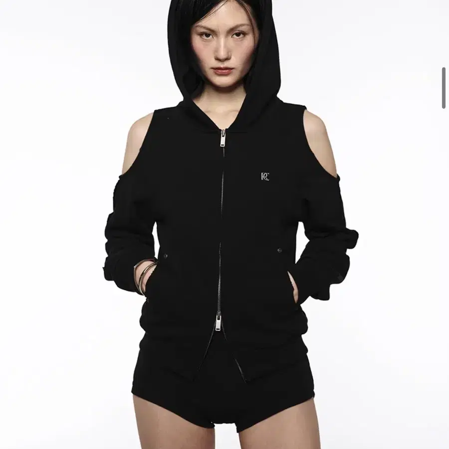 (새상품) 락케이크 Offset Cutout Zip Up Hoodie 블랙