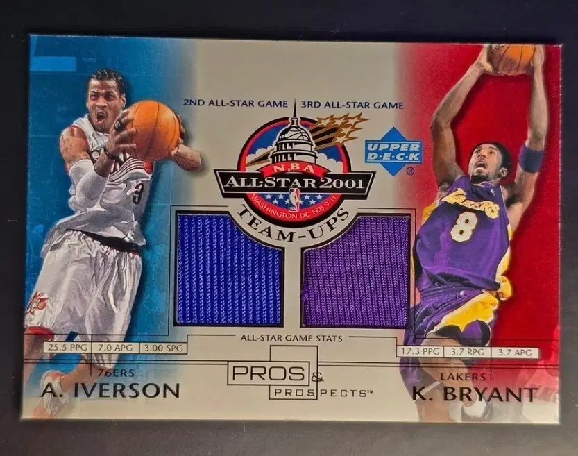 2001 Upper Deck Pros & Prospects #AI/KB Allen Iverson/Kobe Bryant Patch