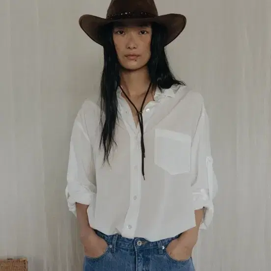 파르벵 CUT ROLL-UP SHIRTS_IVORY
