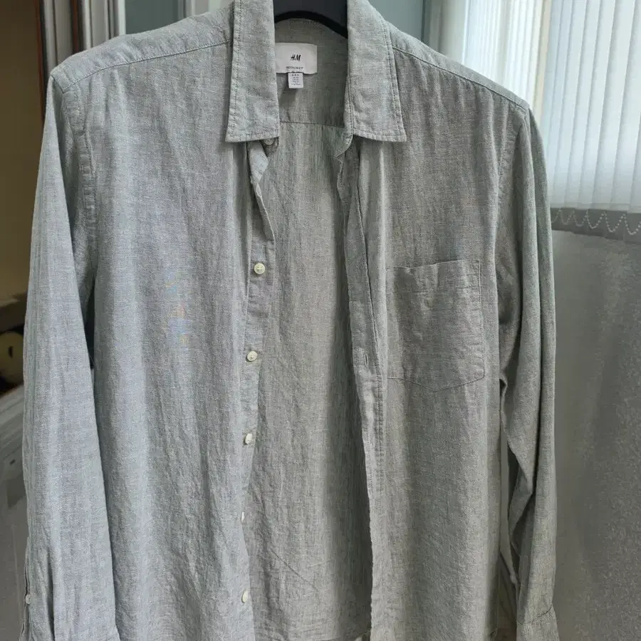 H&M 리넨셔츠 그린 남성 셔츠