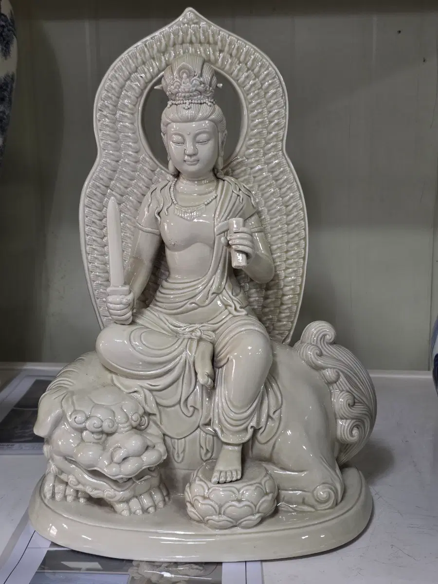 덕화요.관음보살신수상.양자/과학검사통과.중국도자기