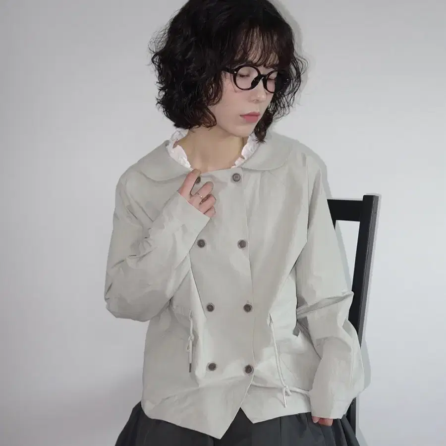 미리내로 made 코이링 카라 더블 야상 자켓