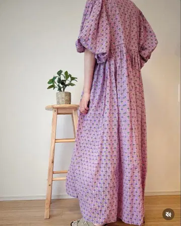 인도 면 원피스 블록 프린트 원피스 맥시 길이