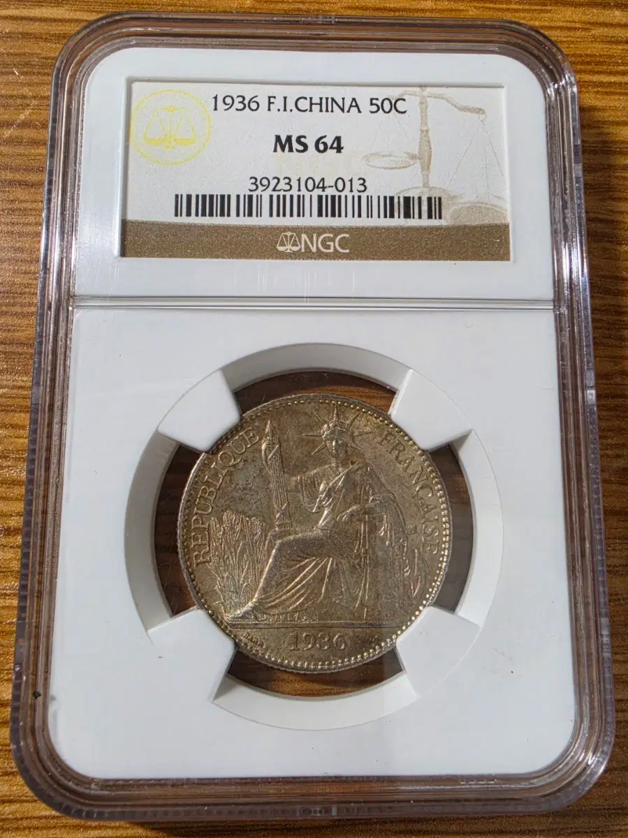 [NGC MS64] 1936 프랑스령 인도차이나 50센트 주화