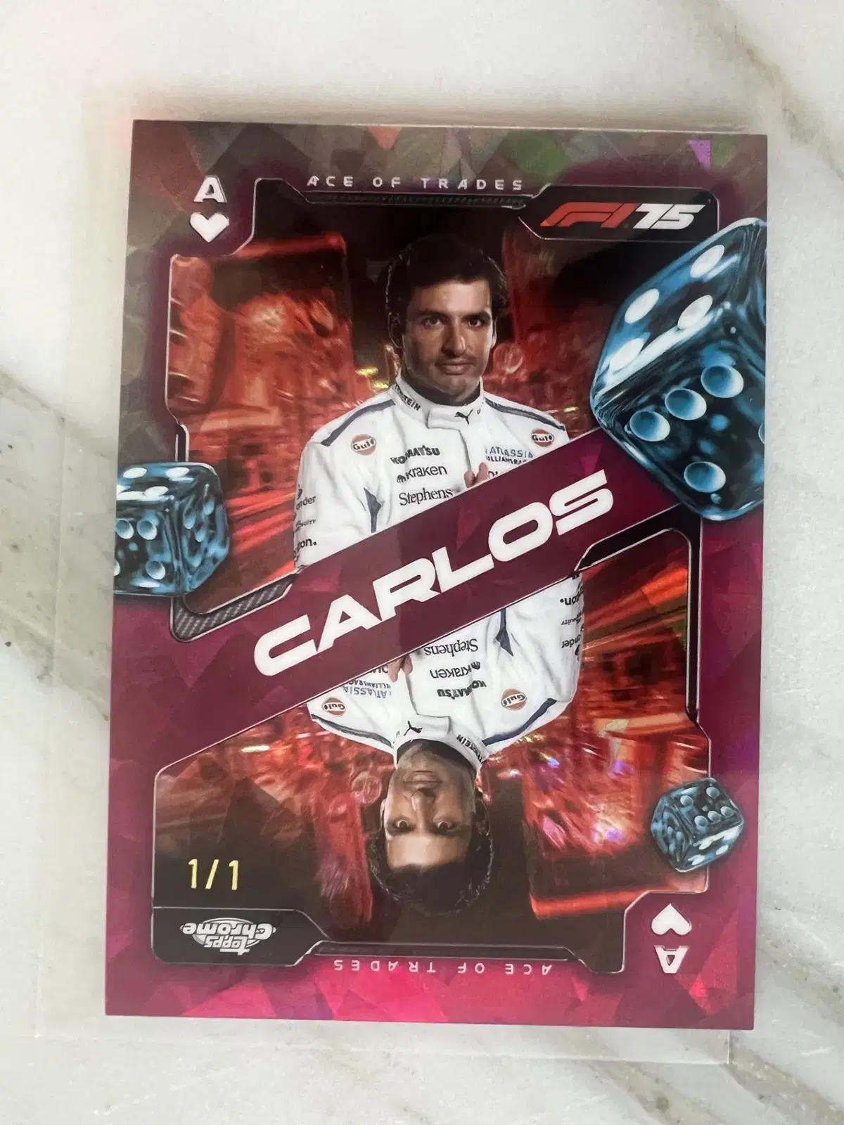 2025 Topps Chrome F1 Sapphire 카를로스 사인츠 'Ace of Trades' (1/1)