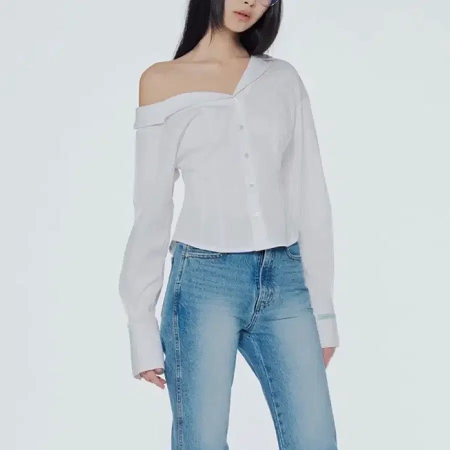 인스턴트펑크 원숄더 슬림라인 셔츠