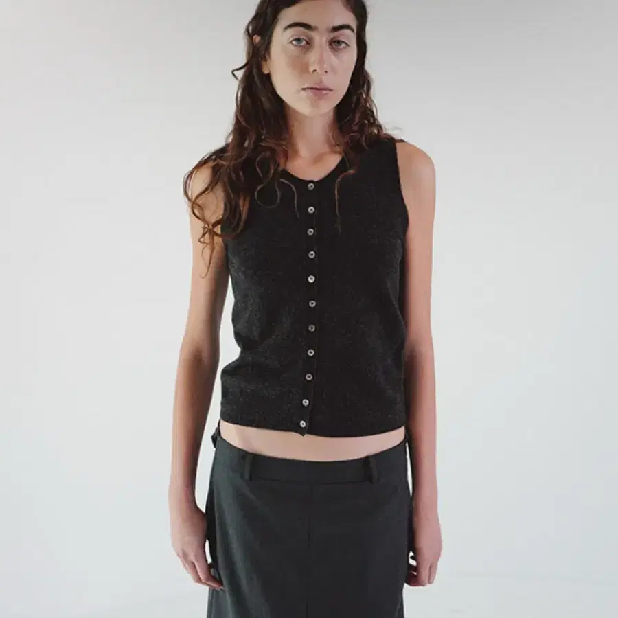 리포스 repos Merino Button Vest (Charcoal) 니트베스트