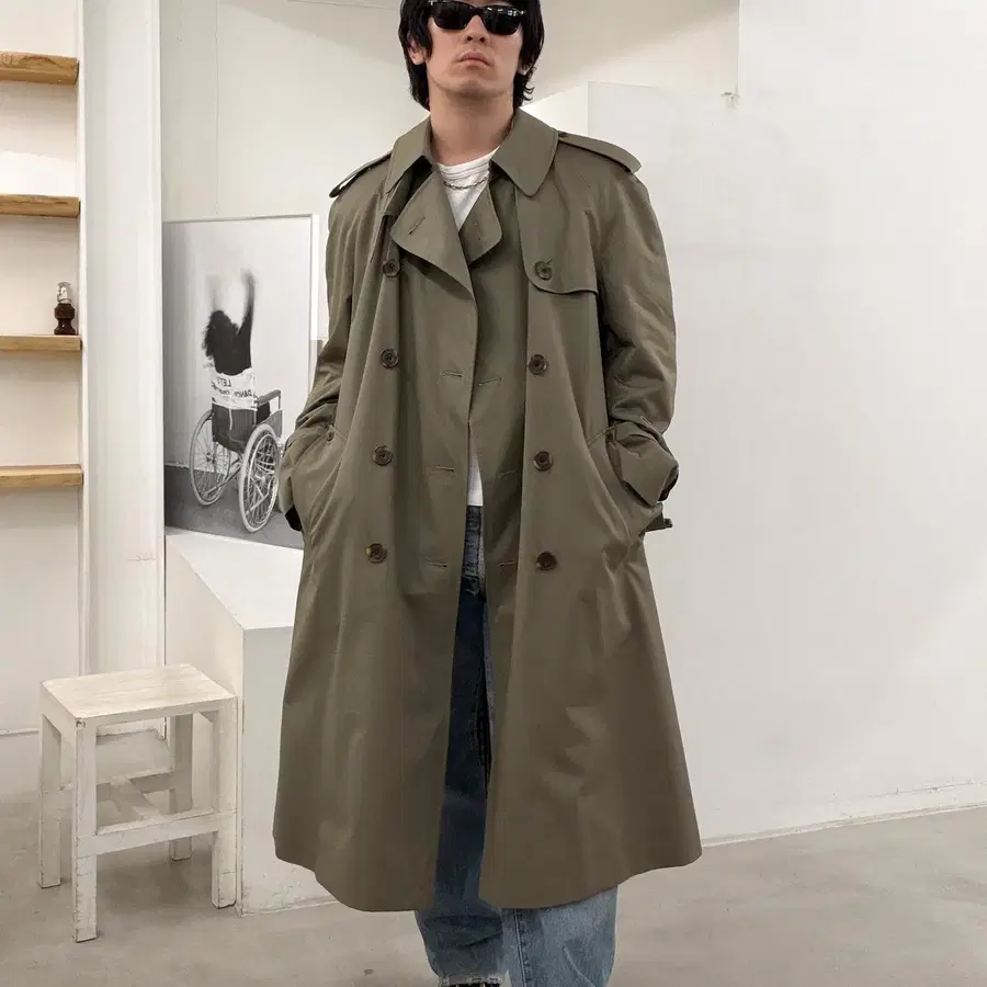 80년대 아쿠아스큐텀 트렌치코트
