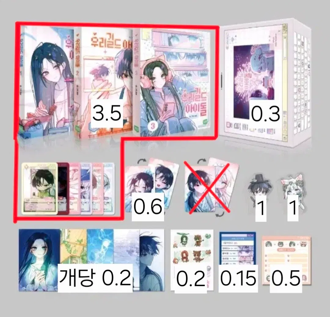 우길아 우리길드아이돌 단행본 만화책 특별판 분철 팝업팝업스토어북마크모니터스탠드연지현배아진포카캔뱃지7만원특전