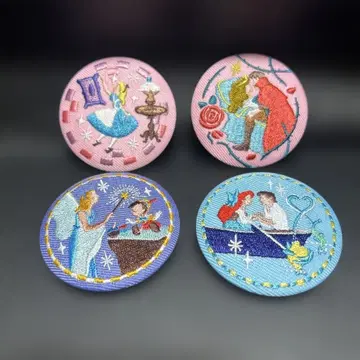디즈니 자수 캔뱃지 4종 세트