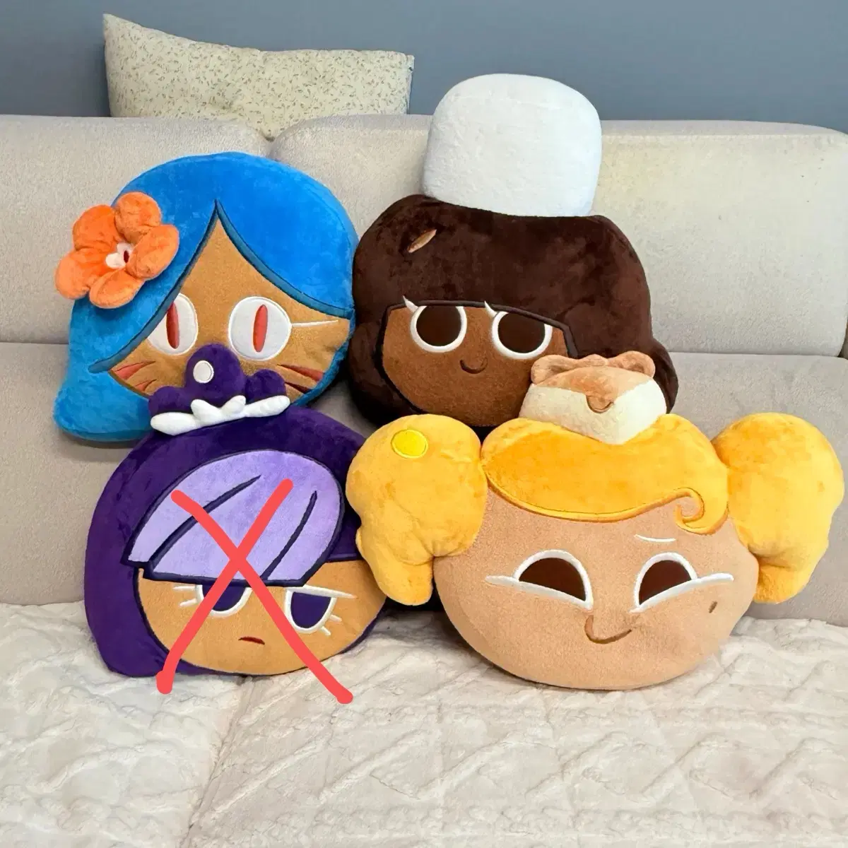 쿠키런 얼굴 쿠션(코코아, 정글전사, 치즈케이크)