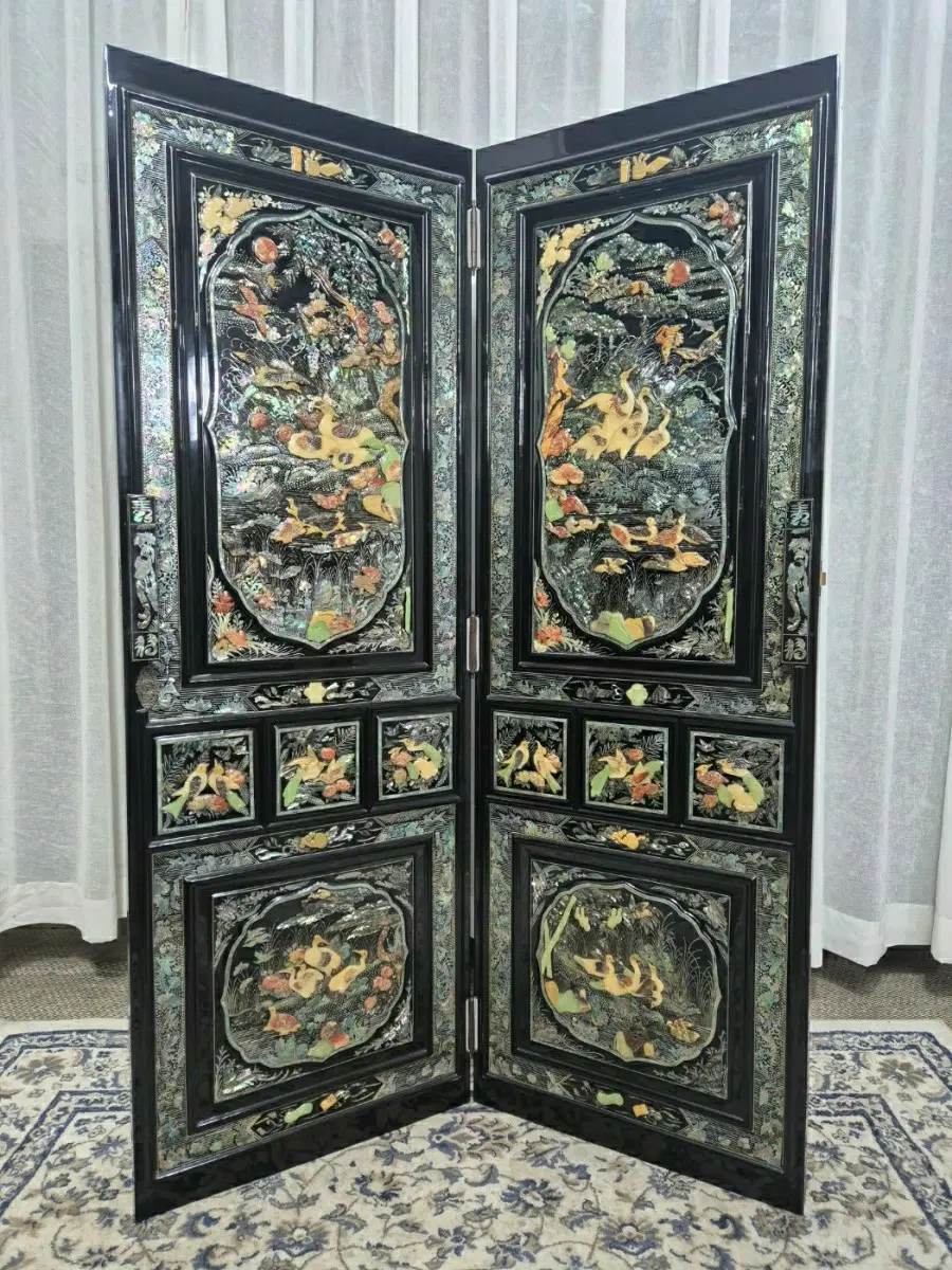 No.9-8 70S 옥돌자개 2폭 병풍 파티션