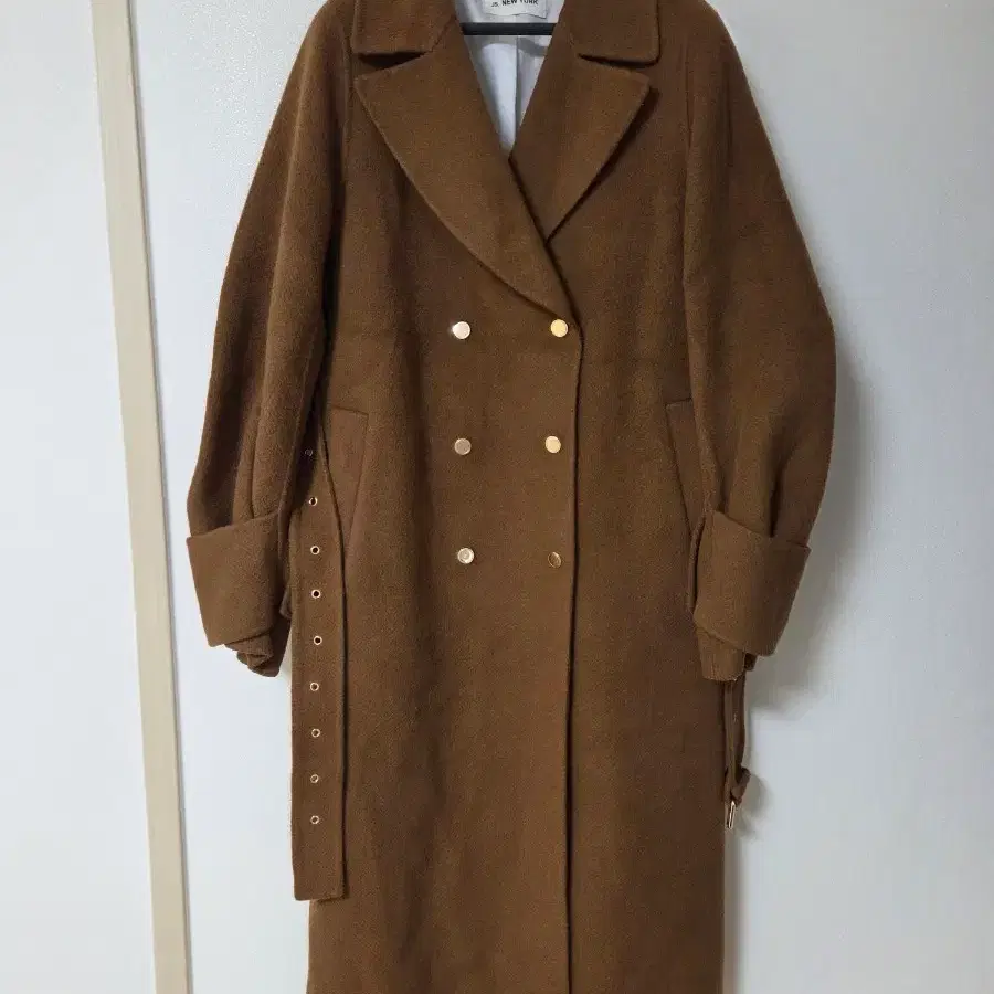 JS 뉴욕 더블 울 롱코트 브라운