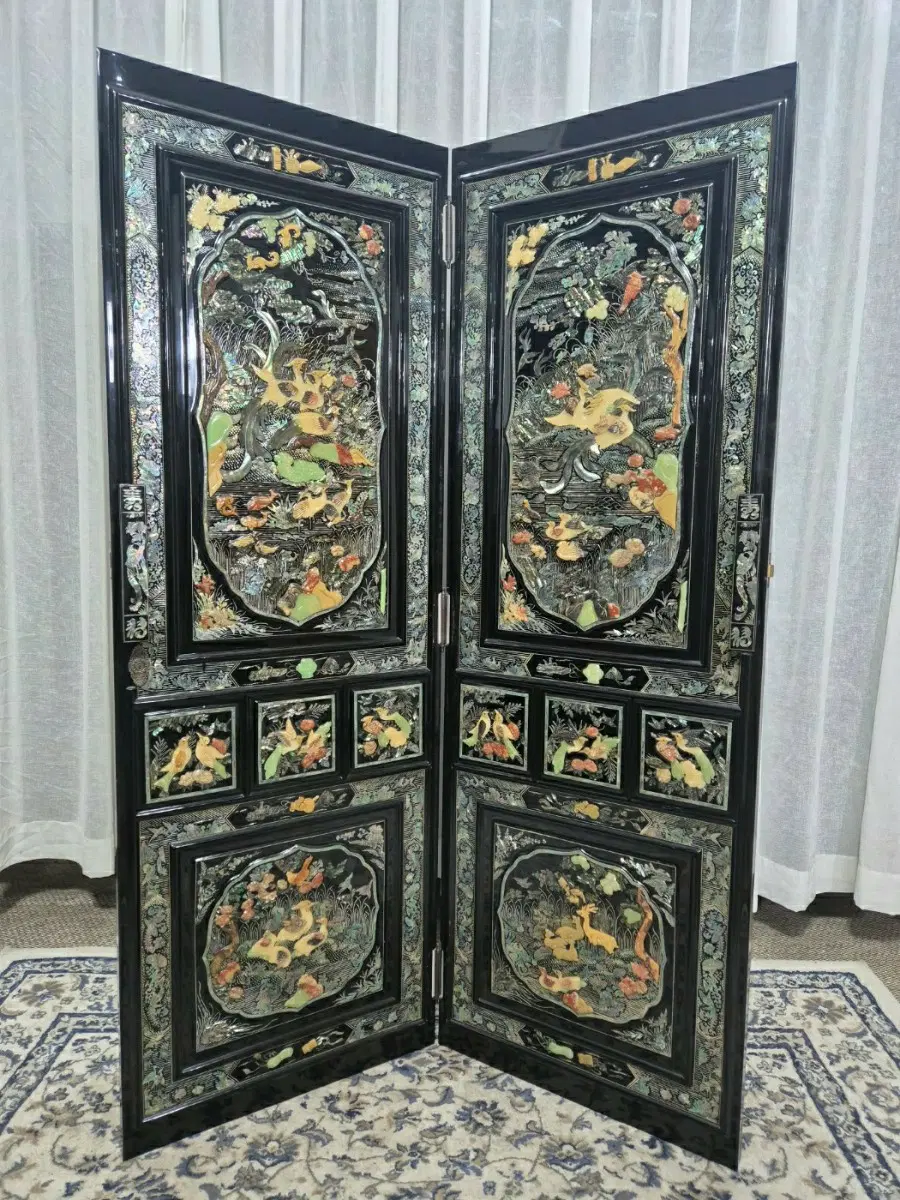 No.9-9 70S 옥돌자개 2폭 병풍 파티션