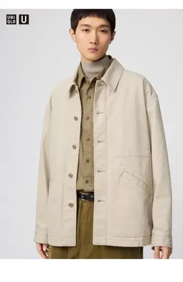 UNIQLO U 유니클로 오버 사이즈 컬러 데님 자켓 내추럴