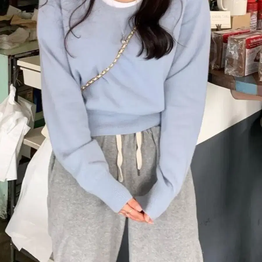 샵모도 로브 니트 소라색