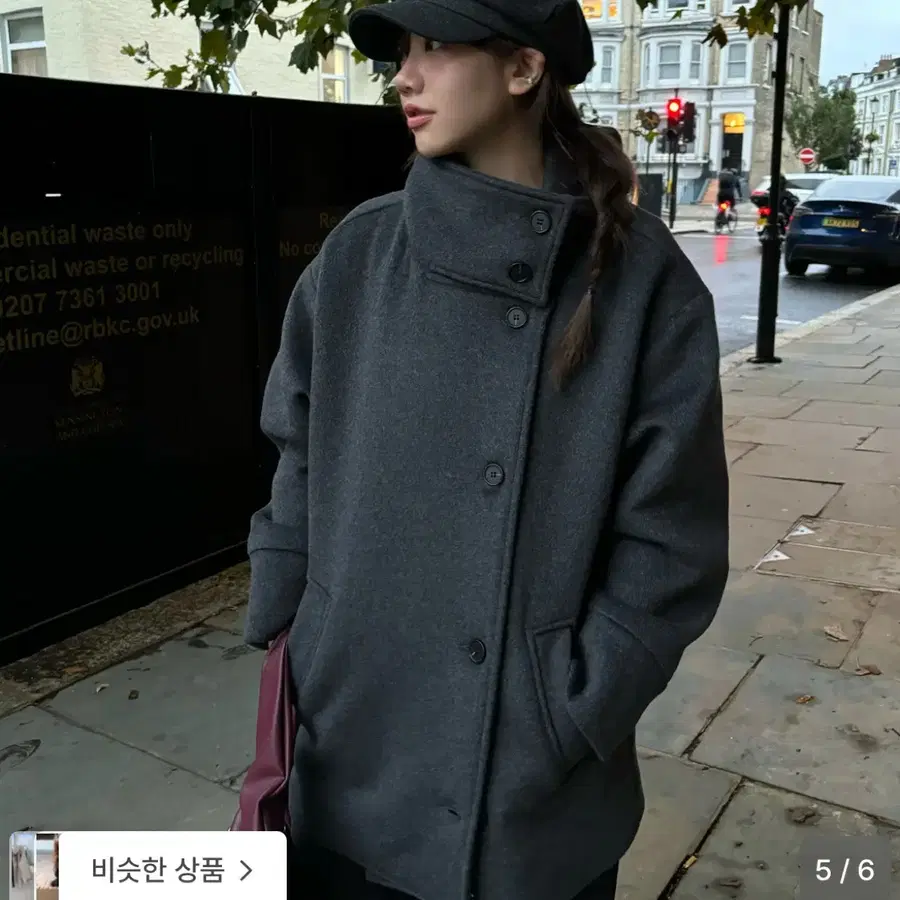 디망쉬 더블 브레스티드 코트 그레이 double breasted coat (grey)