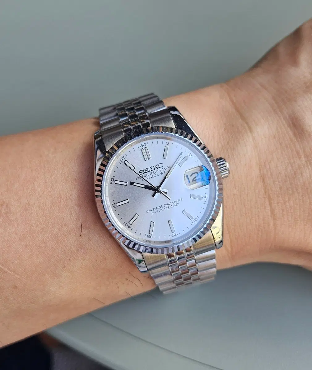 세이코 커스텀 실버 dj 오토매틱 36mm