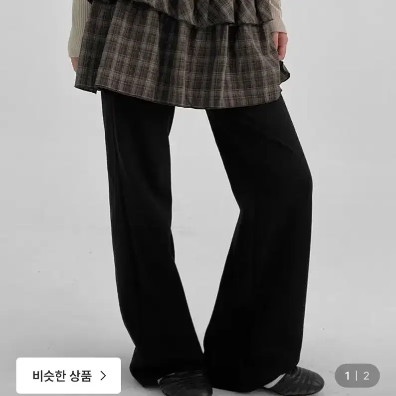 블랙업 체크 레이어드 랩스커트(블랙)