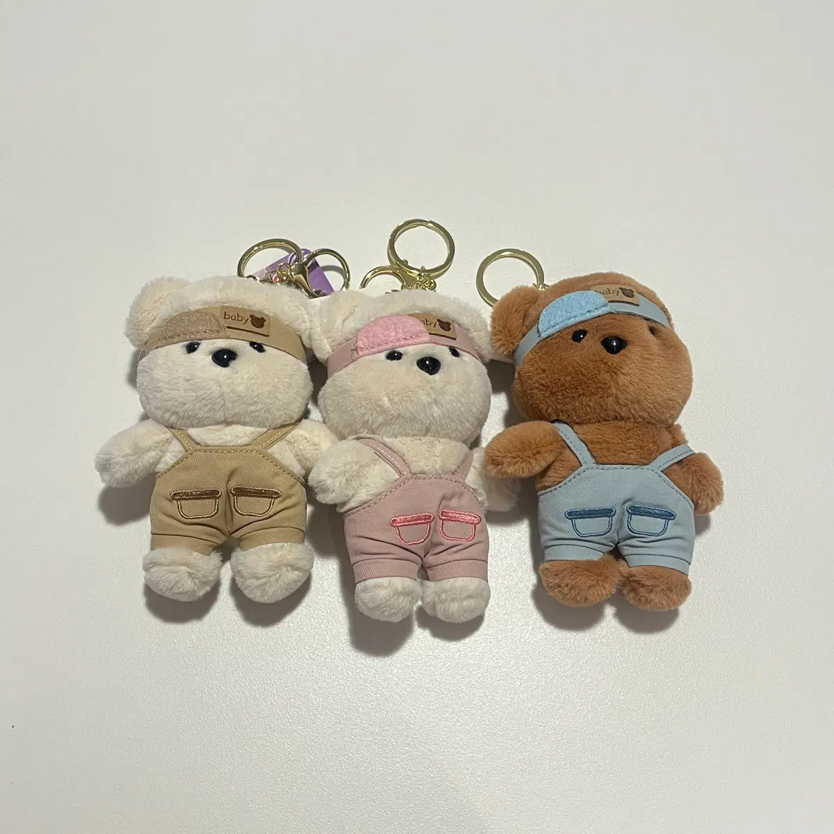 베이비 곰돌이 베어 멜빵 인형 키링 새상품