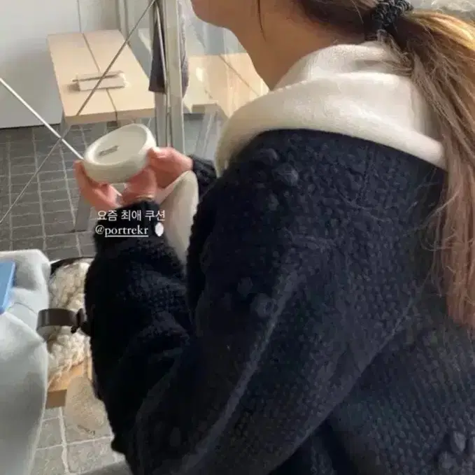 타낫 미티포 버튼 가디건 네이비