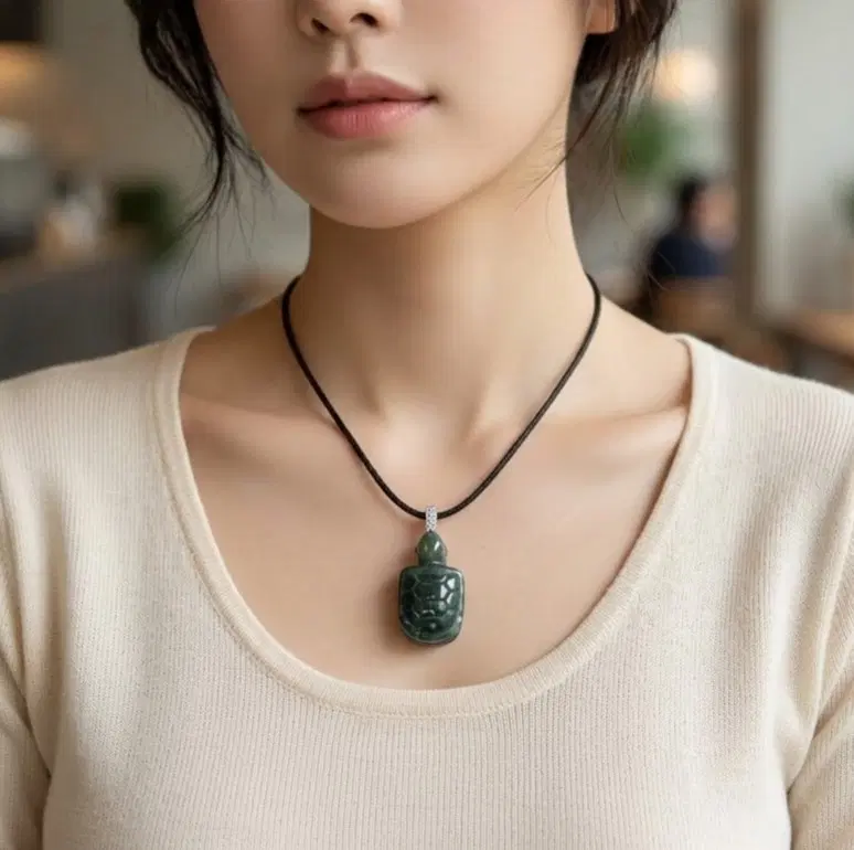 천연 모스아게이트 수초마노 거북이 매듭 목걸이 선물