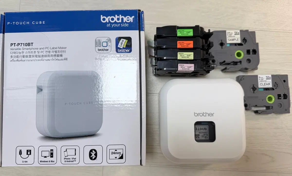 브라더 PT-P710BT 라벨 프린터 라벨기 + 테이프 7개 풀박스