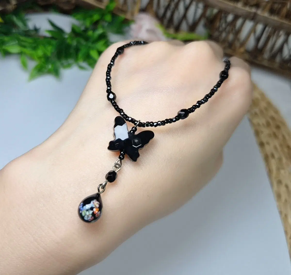 anna sui 안나수이 블랙 나비 이탈리아 유리 목걸이 선물