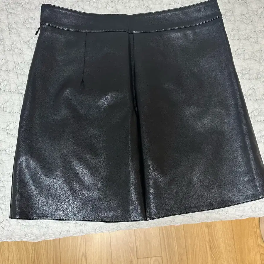 블랙 레더 미니스커트