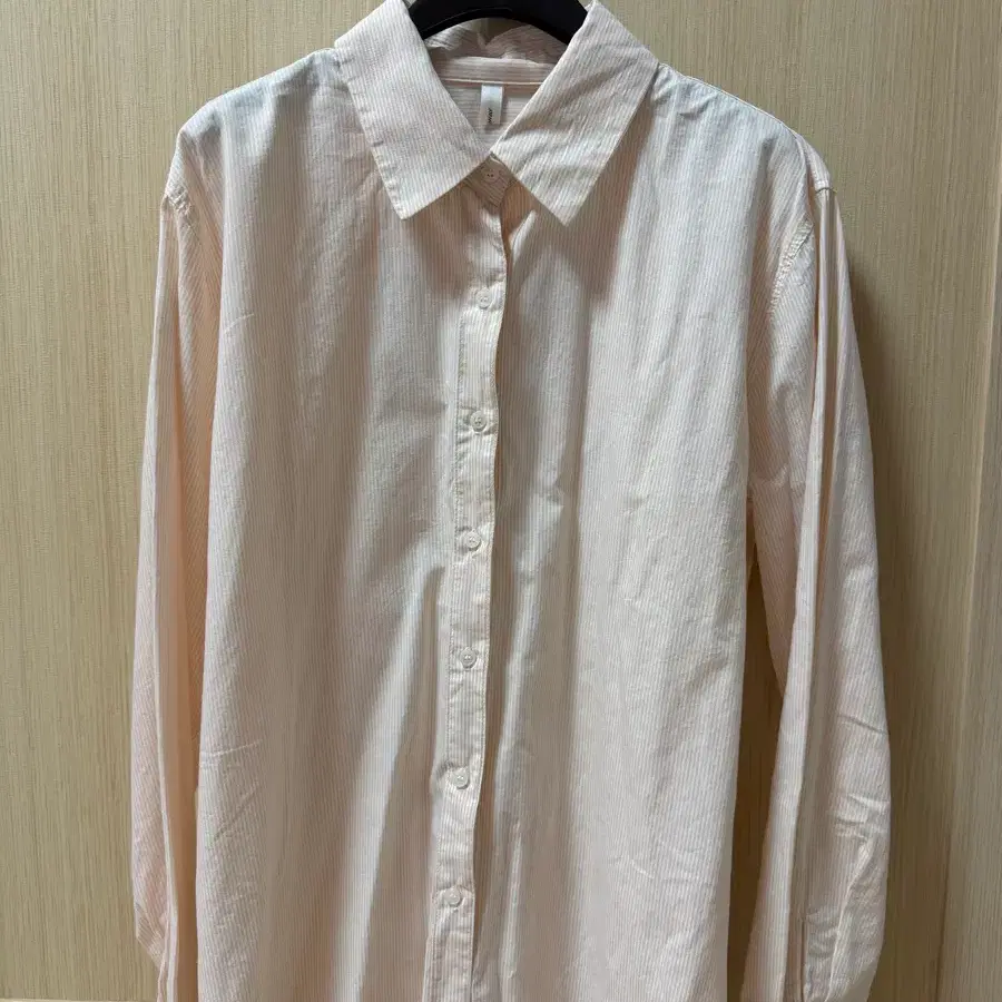 하와 핑크코랄 박시 스트라이프 셔츠 free size