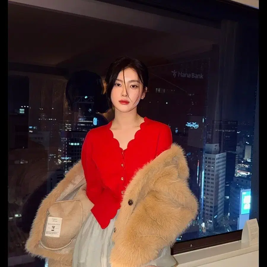 밀리앤로즈 Signature Wave Knit Cardigan _RED(310250)
