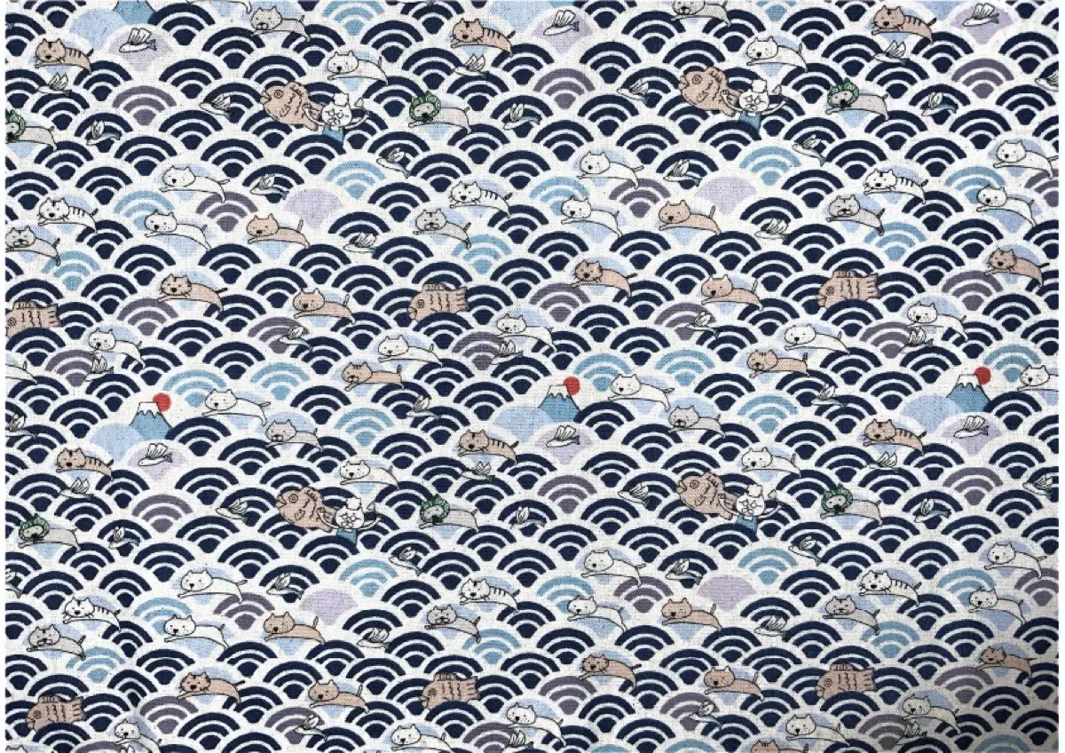 파도타는 고양이 원단