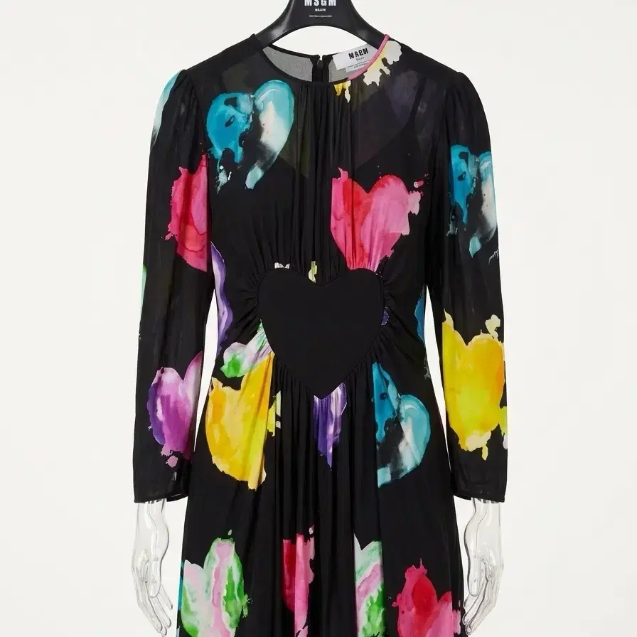 MSGM 하트 패턴 블랙 원피스 40