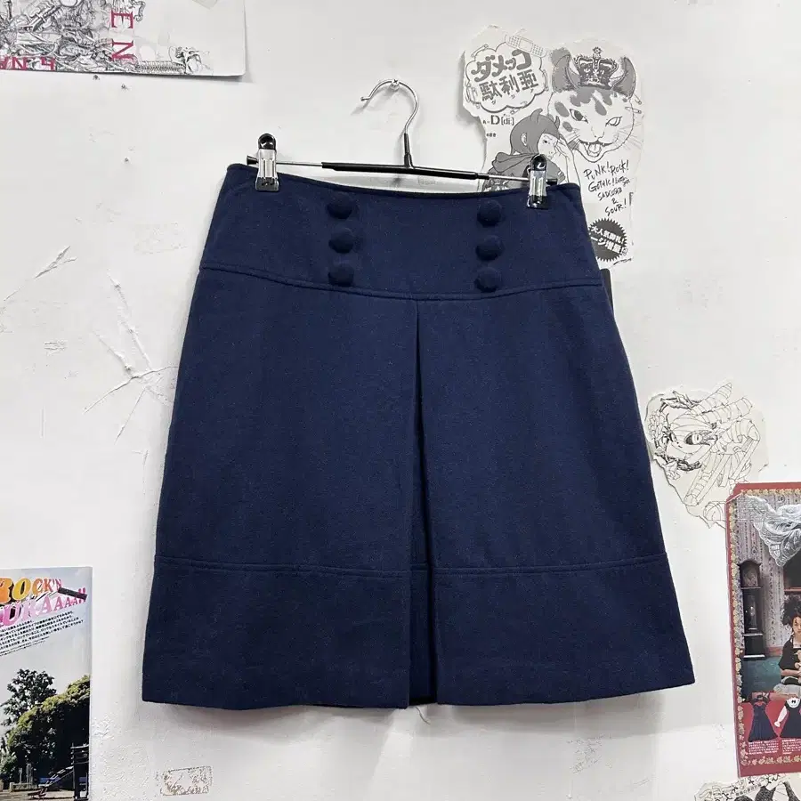JPN 더블버튼 네이비 울 스커트