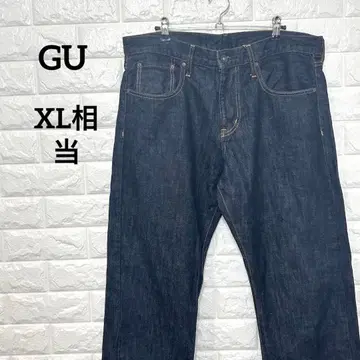 [ GU ] 다크 네이비 스트레이트 데님 팬츠 34인치 허리 88 지유
