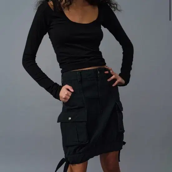 SEO cotton cargo mid skirt